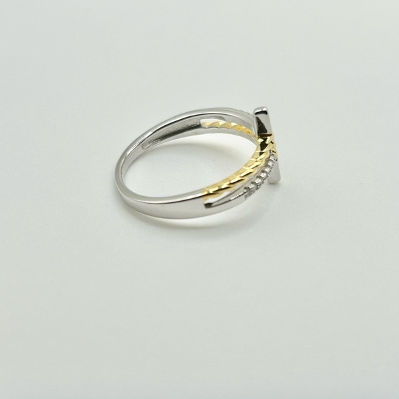 Cross Ring 925 Stirling Silver and Gold Multi-Band Cross Size 8-New! - Picture 5 of 8
